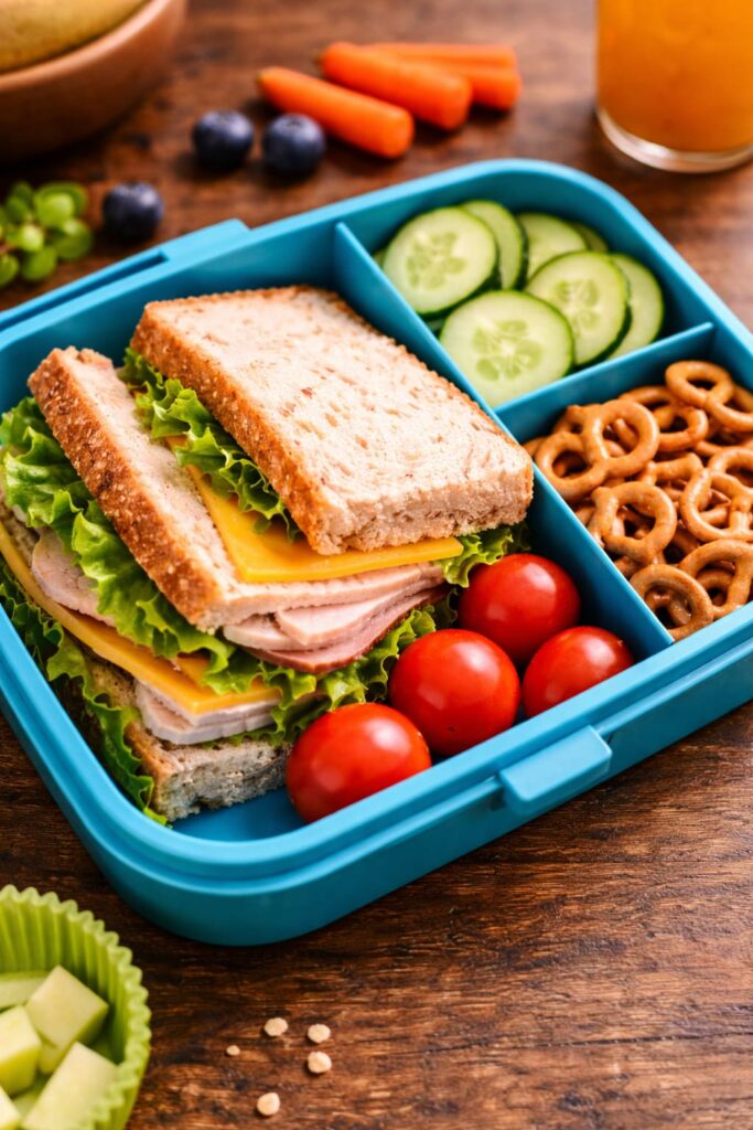 Turkey & cheese sandwich with lettuce